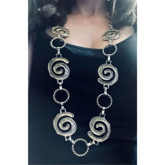 Cute LARGE SILVER BOHO PEACE SIGN NECKLACE - Picture 2 of 8